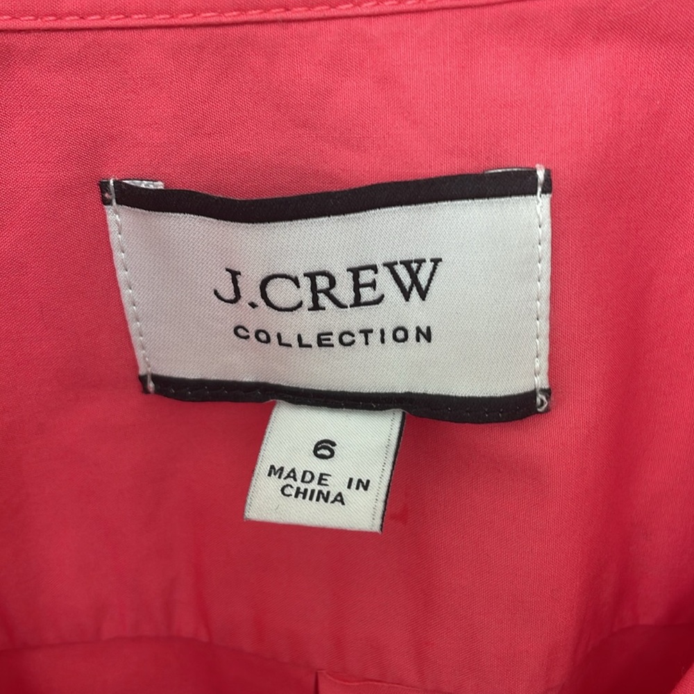J. Crew Collection top Feather Cuff Trim Cotton Poplin Button Up Down Blouse - Picture 3 of 8